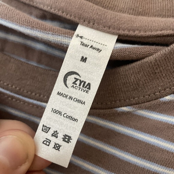 Zyia Active Sweater Womens Size Medium Brown Striped Pullover Cropped - Picture 5 of 8